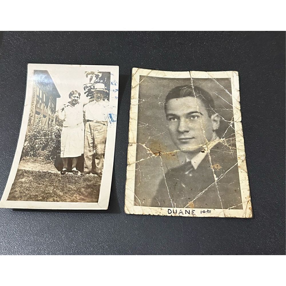 Vintage set of Old Photos Couple and Mans Portrait  3x4.5” Retro 1940s